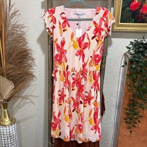 Collective Concepts Pink and Red Floral Dress